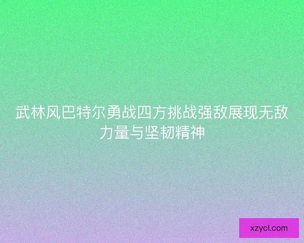 武林风巴特尔勇战四方挑战强敌展现无敌力量与坚韧精神